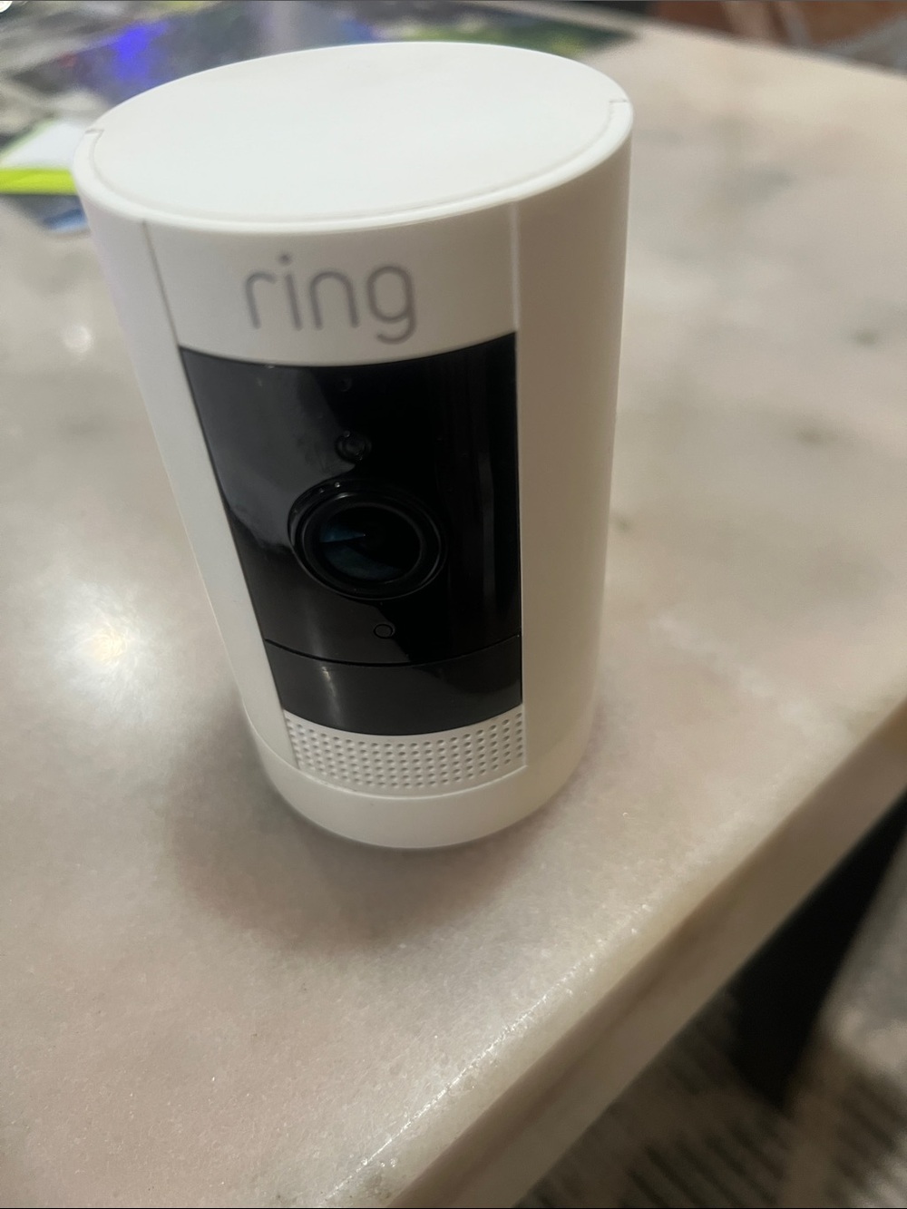 Ring White Indoor Security Camera with Black Lens Panel